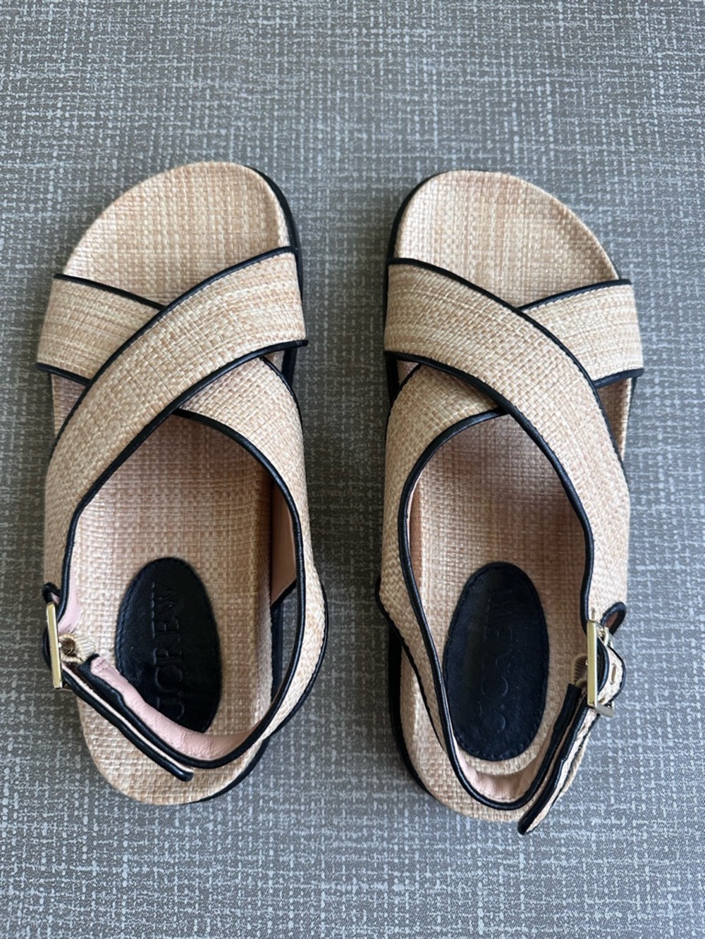 J.Crew Colbie Raffia Crisscross Slingback Sandals Weathered Sand Size 7